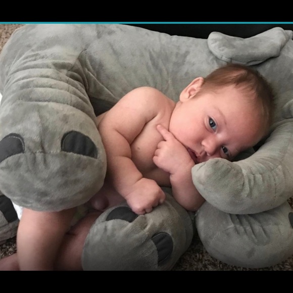 Elephant Pillow Soft Gray Plush - Picture 7 of 8